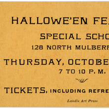 Hallowe’en Festival ticket, Special School, Lancaster, Pa., Oct. 28, 1926