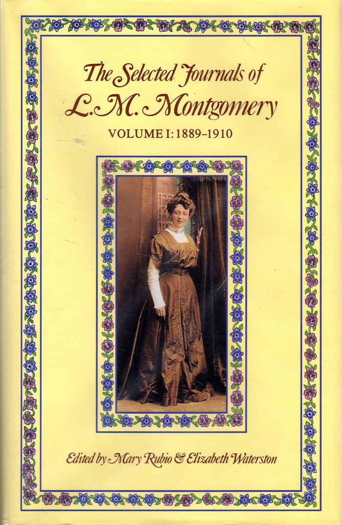 The Selected Journals of L.M. Montgomery, Volume I: 1889–1910 (published in 1985), featuring Caslon 540 Swash Italic and Times New Roman.
