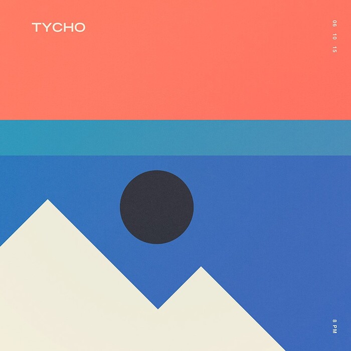 Flyer for Tycho’s Miami 15 show, featuring Trade Gothic Bold Extended (TYCHO), and Neue Helvetica Medium.