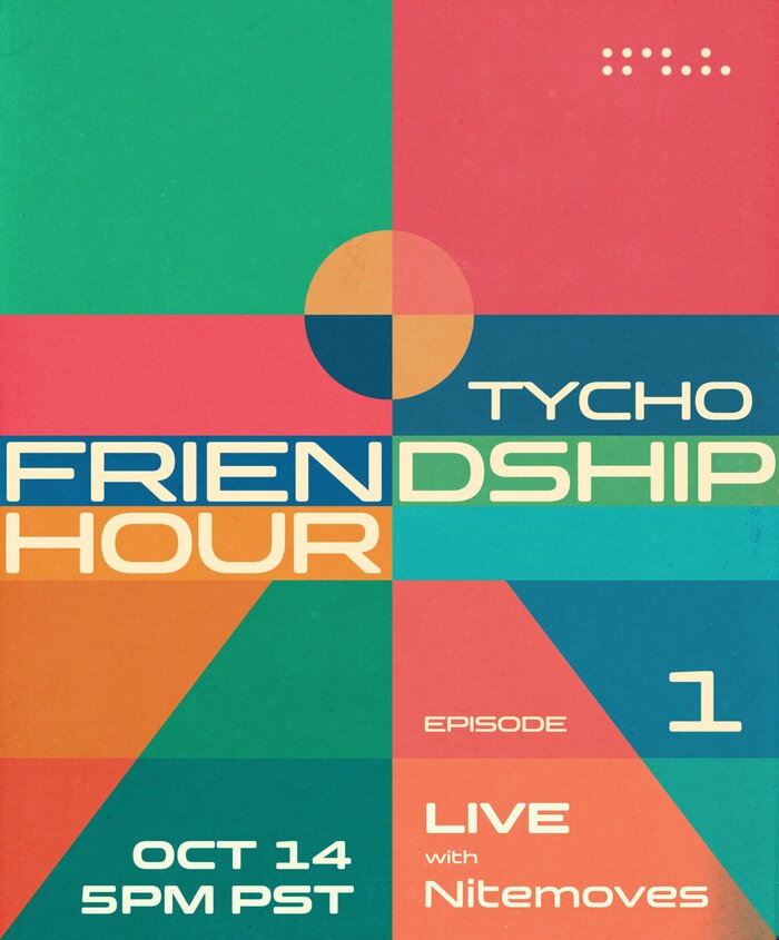 TYCHO Friendship Hour poster, Live with Nitemoves (October 14, 2020), featuring Clonoid Semibold, Bold, and Regular.