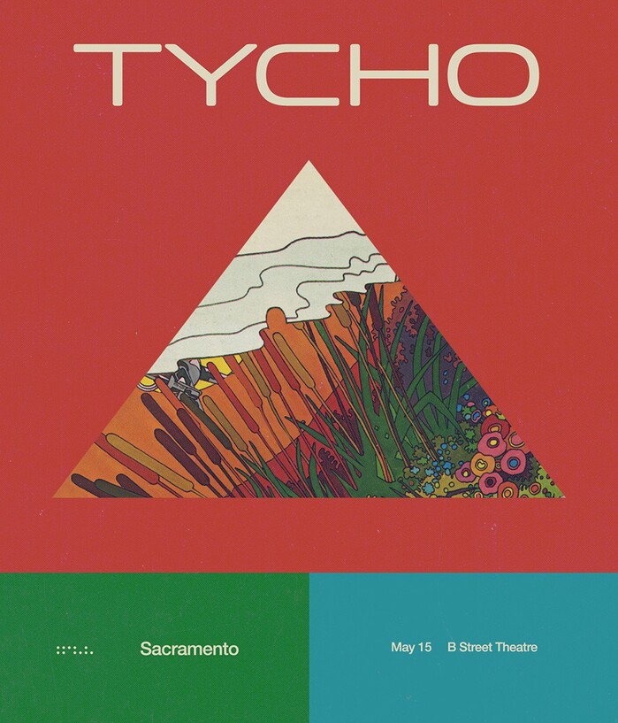Poster for Tycho’s Jetty release (2018), featuring Clonoid (TYCHO), and Neue Helvetica Medium.
