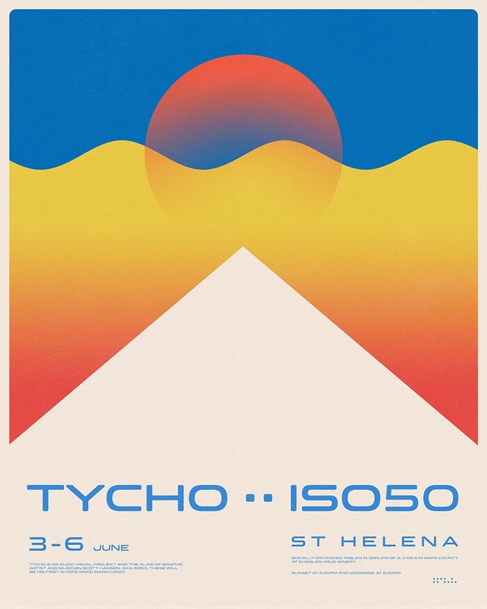 Poster for Tycho’s St. Helena shows in 2021, featuring Clonoid Semibold (TYCHO) and Clonoid.