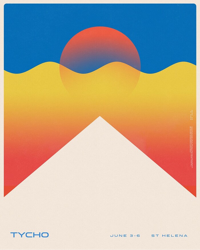 Poster for Tycho’s St. Helena shows in 2021, featuring Clonoid Semibold.