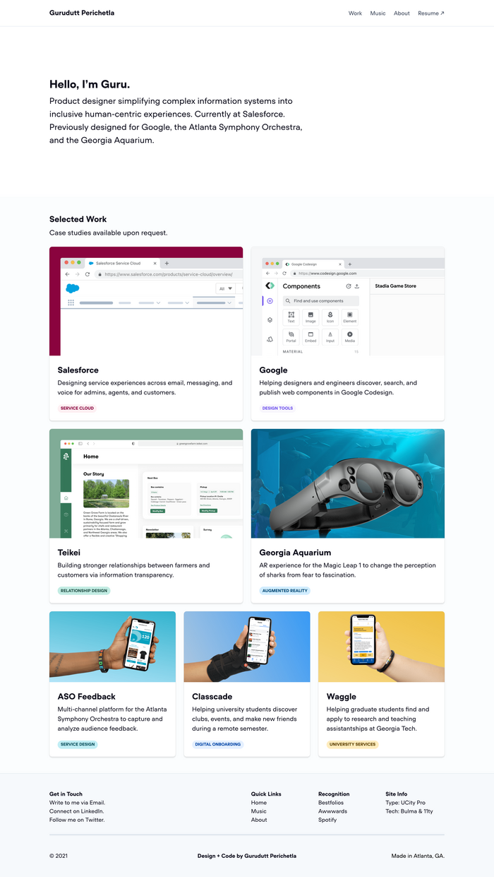 Gurudutt Perichetla portfolio website (2021) 1