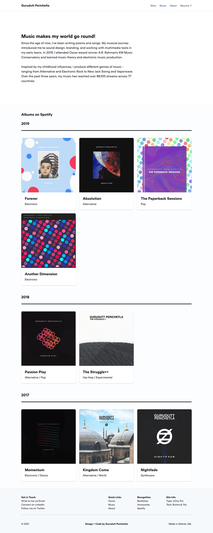 Gurudutt Perichetla portfolio website (2021) 2