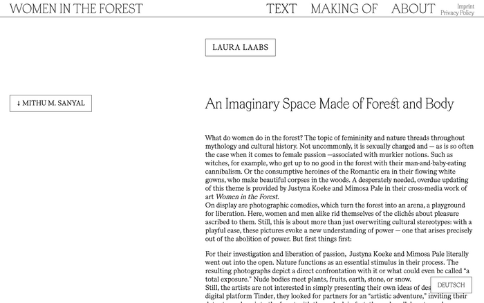 Frauen im Wald / Women in the Forest website 3