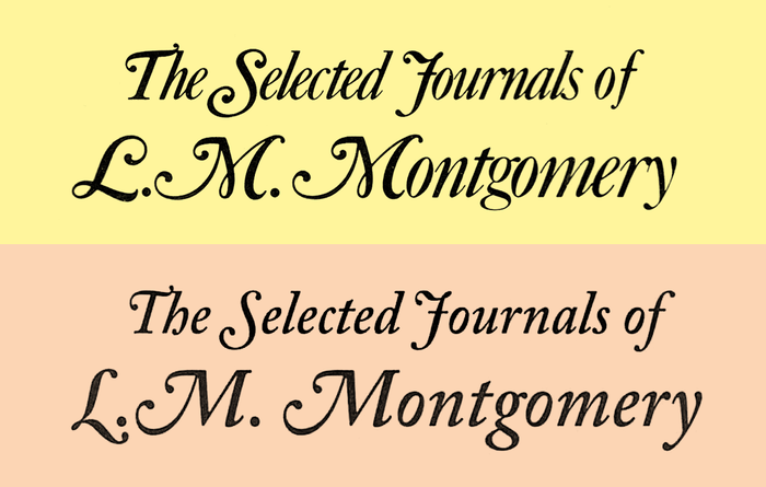 Seemingly, all five books feature the same typography, but upon closer inspection, this isn’t quite true. The title and editorial credits of Volume I–III are set in Caslon No. 540 Swash Italic (1902) by the American Type Foundry—based on designs by William Caslon I (c. 1692–1766). The swash characters were designed by Thomas Maitland Cleland (1880–1964).

But for Volume IV/V, Adobe Caslon Italic (1990) by Carol Twombly (1959–) was used instead, with the swash alternates. In the comparison between the titles of Volume I (yellow) and V (orange) above, you can note that Adobe Caslon looks a lot more polished and even, but also trades in some of that calligraphic quality for something more mechanical and slightly less ornate. It’s more pleasant to read, but also lost a bit of flair and intrigue.