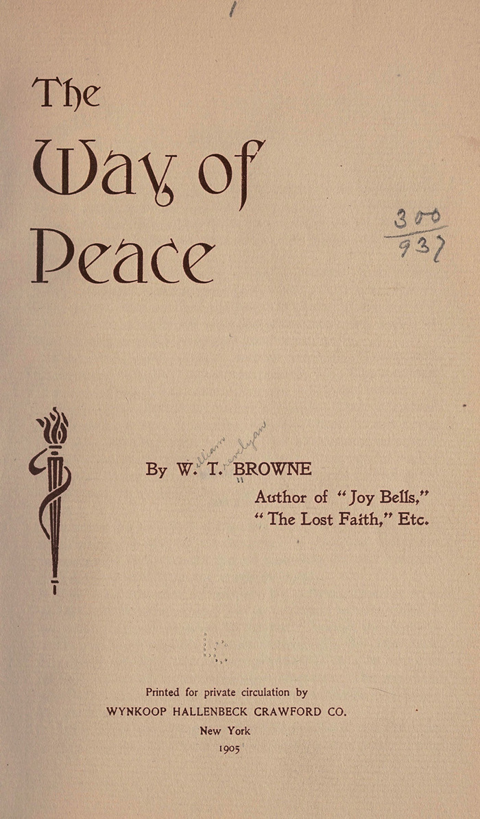 The title page of The Way of Peace, featuring Skjald, Jenson Old Style, and an unidentified typeface.