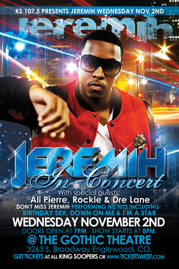 Jeremih at The Gothic Theatre concert flyers 2