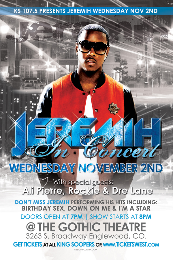 Jeremih at The Gothic Theatre concert flyers 3