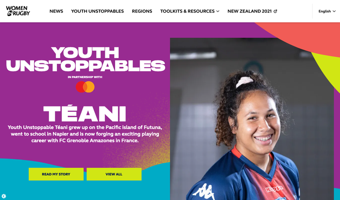 The website women.rugby pairs Media Sans with FS Webb Ellis Cup. The latter is a custom version of , designed in 2019 for the exclusive use by World Rugby.