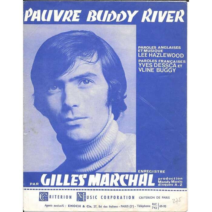 Gilles Marchal, “Pauvre Buddy River” sheet music or poster
