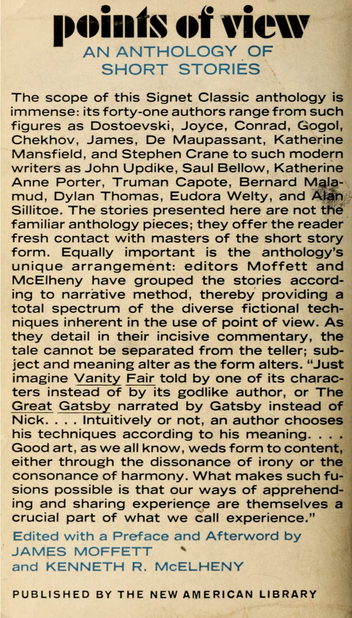 Back cover of the Signet Classics edition, with a synposis set in . For some reason, the text features both its single-story and double-story forms for g.