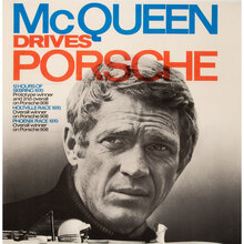 “McQueen drives Porsche” poster