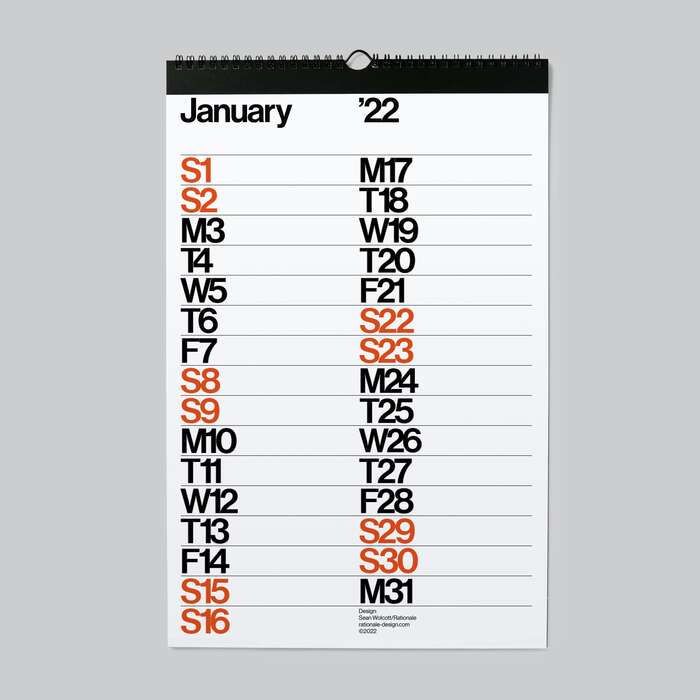 Sans wall calendar 2022 by Rationale 1
