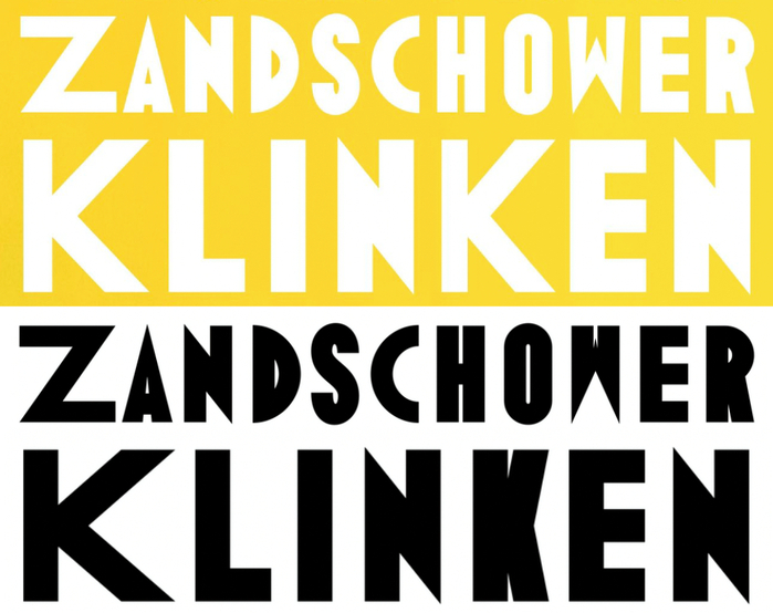 The jacket typography (top) compared to a resetting in unmodified Ano Black Wide (bottom).
