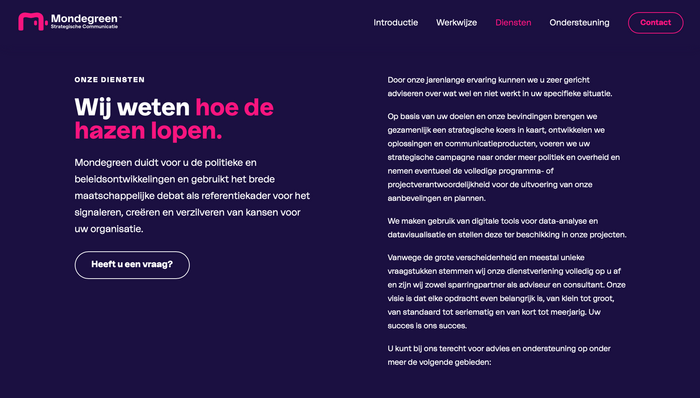 Mondegreen Strategic Communication website 2
