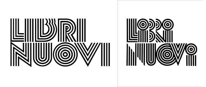 &ldquo;Libri Nuovi&rdquo; set in Neo Prisma (left), compared to the actual nameplate design (right)