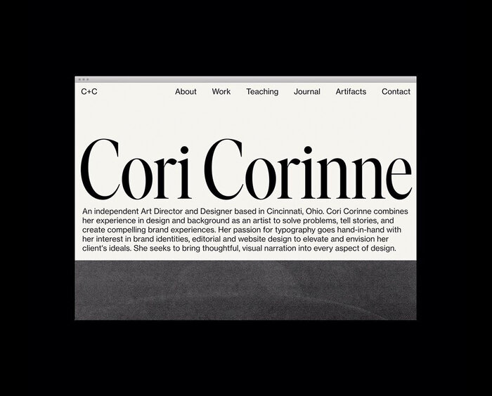 Cori Corinne portfolio website 2