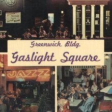 “Greenwich Bldg., Gaslight Square” postcard