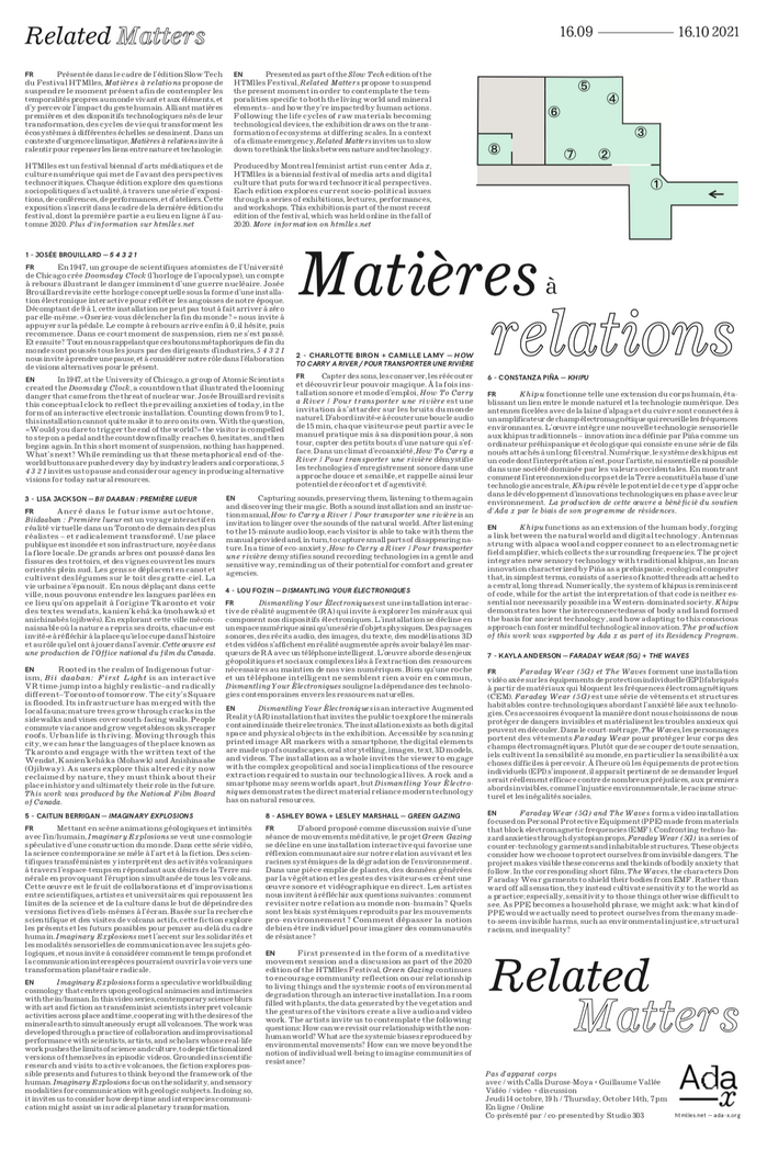 Matières à relations – Related Matters, HTMlles Festival 2