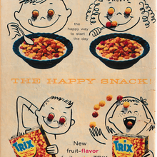 “The Happy Cereal! The Happy Snack!” Trix advertisement (1957)