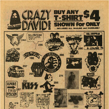 Crazy David’s Mail Order T-Shirt Co. ad (1977)