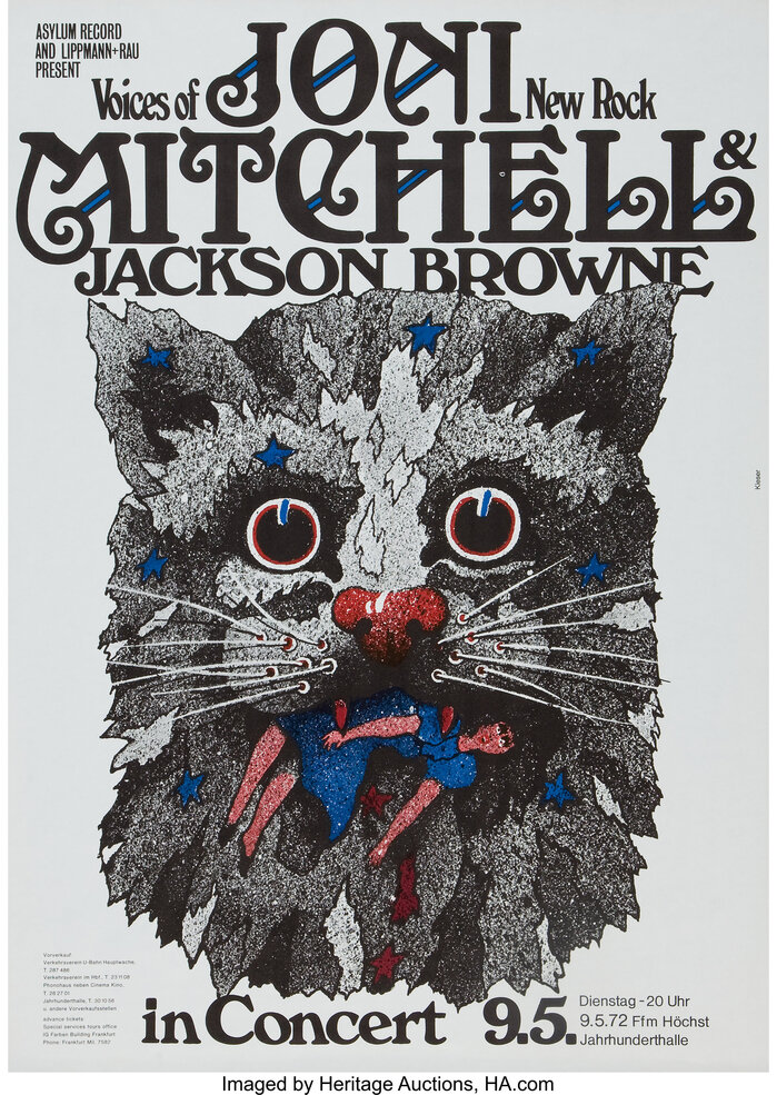 Joni Mitchell &amp; Jackson Browne at Jahrhunderthalle Frankfurt concert poster