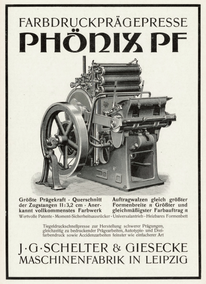 Farbdruckprägepresse Phönix PF ad by Schelter &amp; Giesecke 1