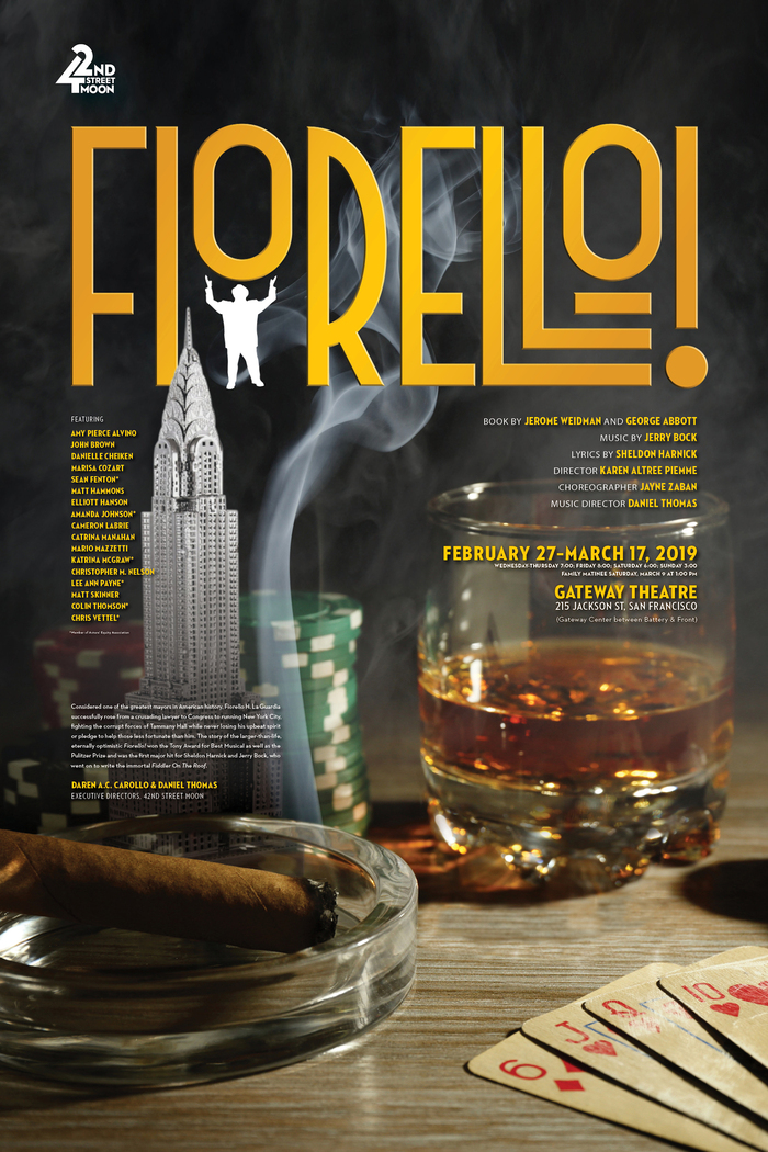 Poster for Fiorello!, the Pulitzer-prize-winning musical, San Francisco, 2018
