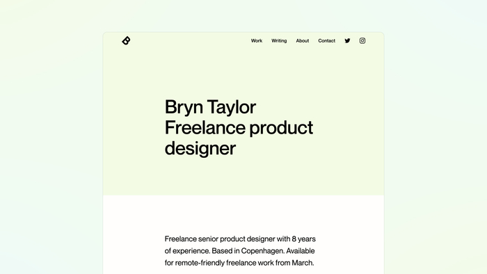 Bryn Taylor portfolio website 1