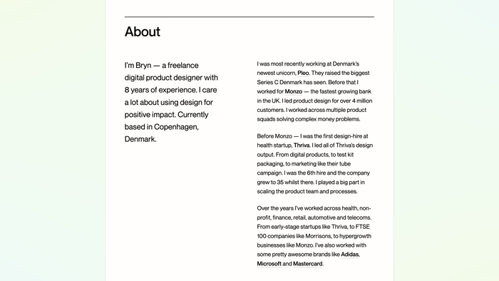 Bryn Taylor portfolio website 3