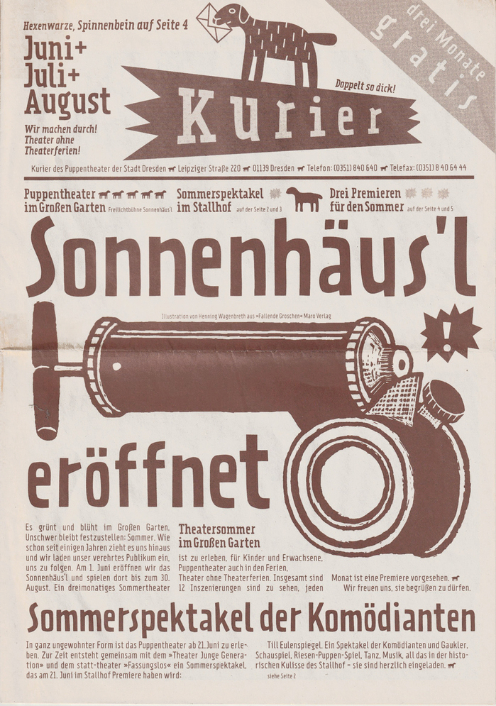 Kurier puppet theater program, summer 1997 1