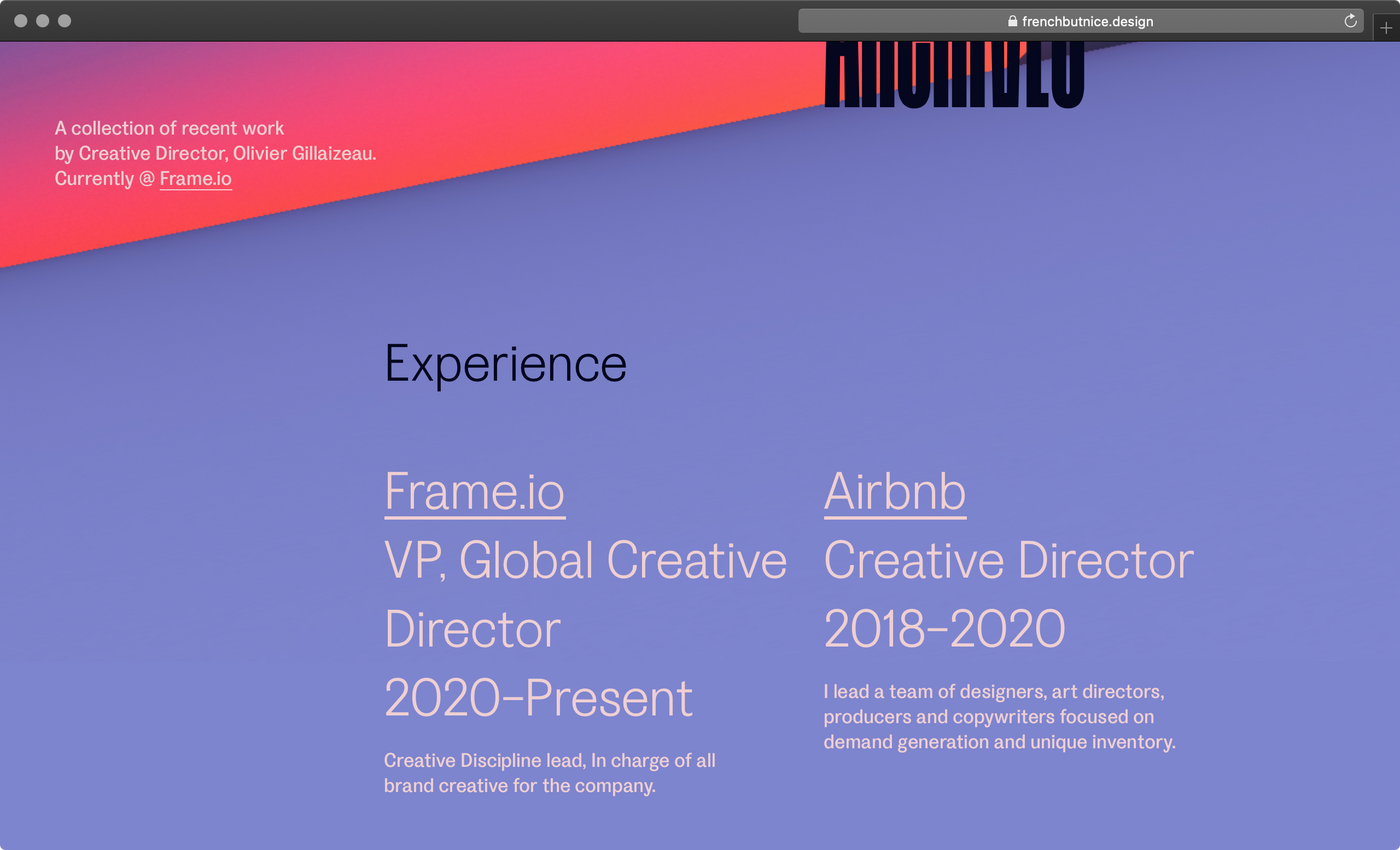 French but Nice portfolio website