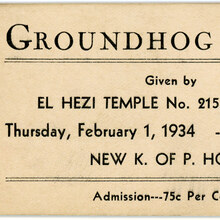 Groundhog Dance, El Hezi Temple, Dramatic Order Knights of Khorassan, February 1, 1934