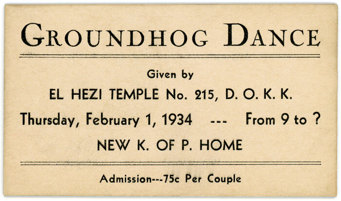 Groundhog Dance, El Hezi Temple, Dramatic Order Knights of Khorassan, February 1, 1934