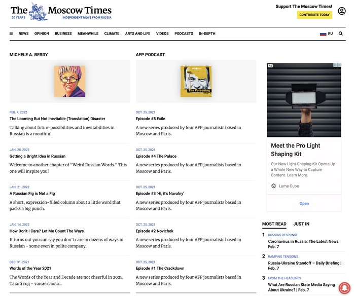 The Moscow Times website 4