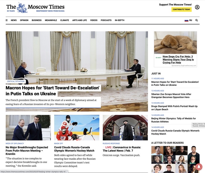 The Moscow Times website 3