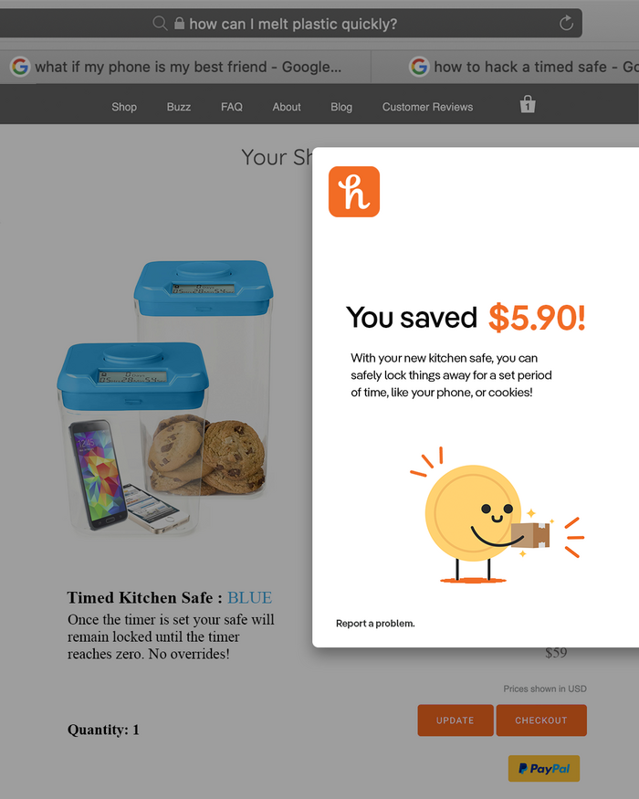 Honey browser extension using Pangea