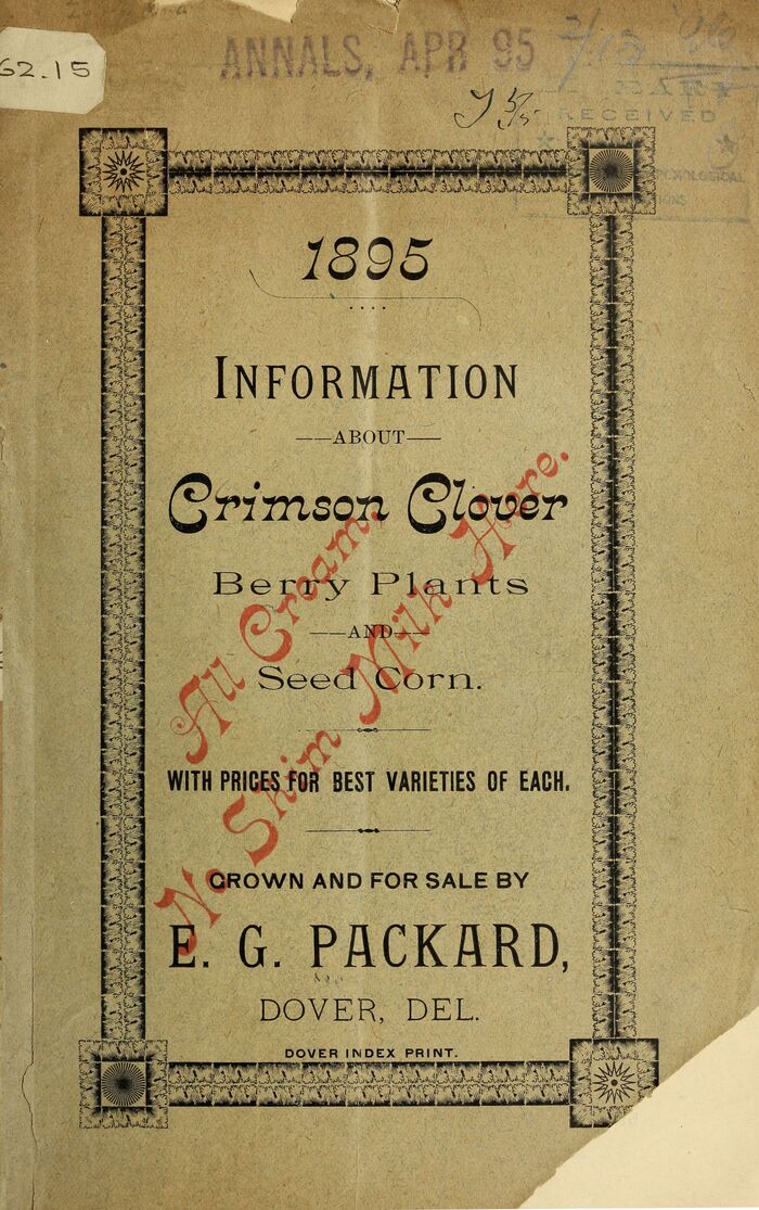 Information About Crimson Clover, Berry Plants and Seed Corn by E.G. Packard