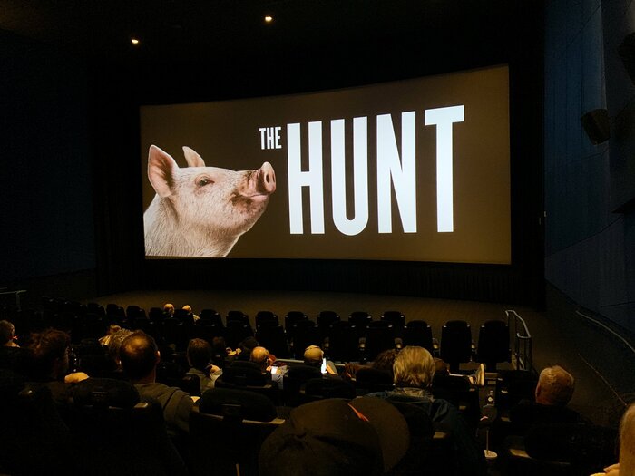 Title screen at the press screening at ArcLight in Hollywood, March 9 2020
