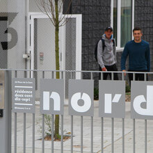 Stencil signs for student housing building, Roubaix