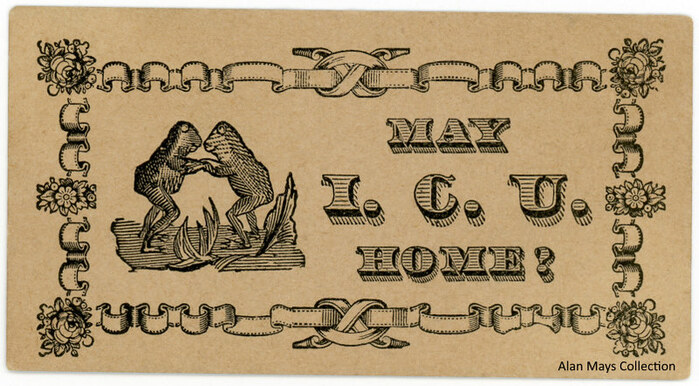 “May I. C. U. Home?” acquaintance card
