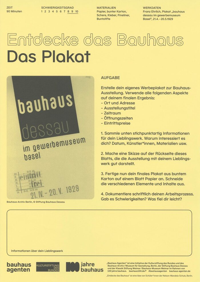 “Entdecke das Bauhaus” exercise sheets 2