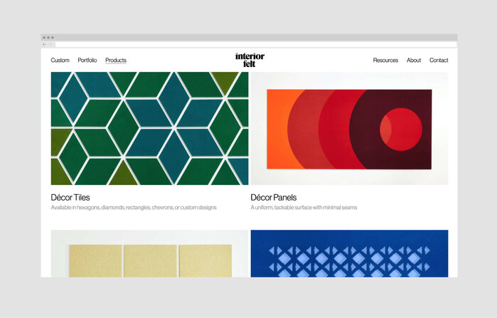 View of new Interior Felt website