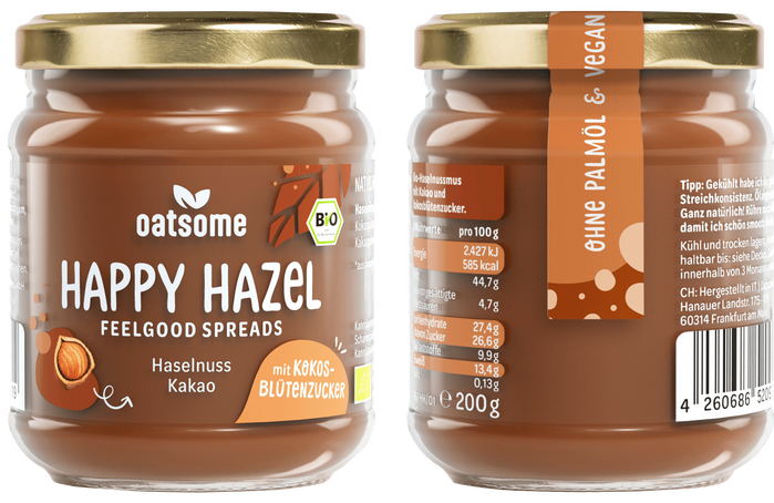 Jar labels for a hazelnut-cocoa spread