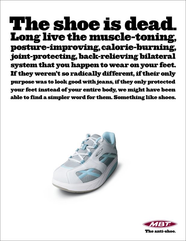 The anti-shoe” campaign MBT - Fonts In Use