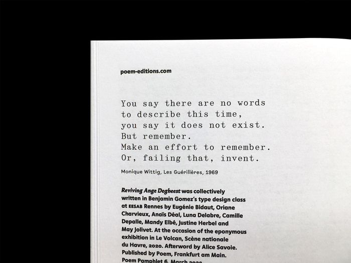 Reviving Ange Degheest, Poem Pamphlet No. 6 9