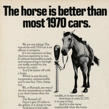 “The horse is better than most 1970 cars” Renault ad