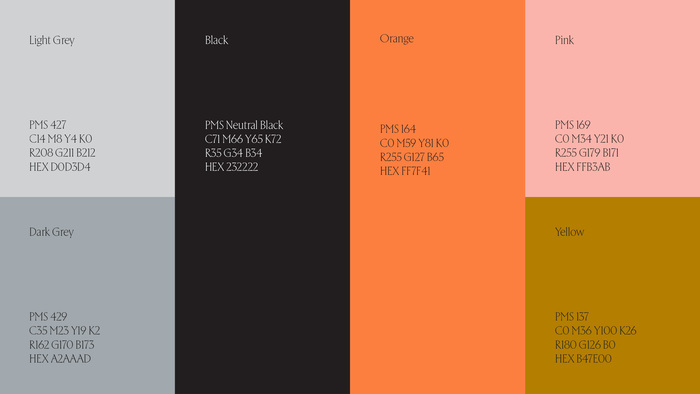 Color palette from the style guide